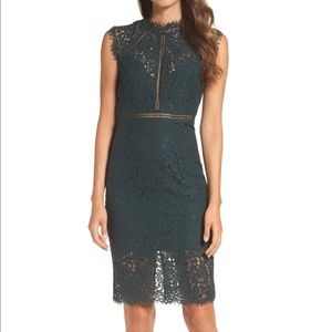 Bardot Dark Green Lace Midi Dress